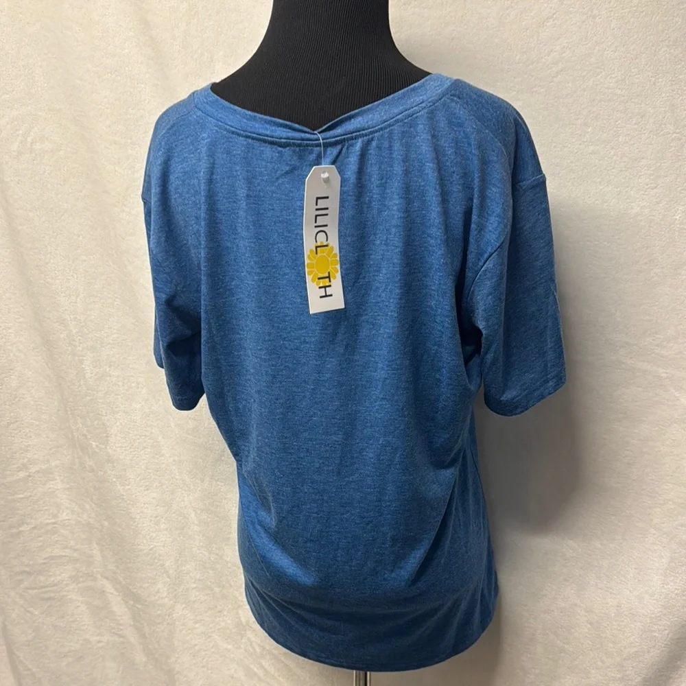 Blue Graphic V-Neck T-Shirt - Picture 3 of 4
